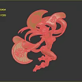 3D Rendered Golden Female Character With Dynamic Pose Flowing Hair And Decorative Wings
