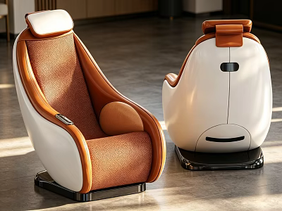 Modern Comfortable Massage Chairs Featuring Brown White And Orange Ergonomic Design 3d model