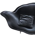 Two Black Irregular Shape Sofa With Unique Curved Design Gray Cushions And Sturdy Metal Legs