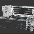 Computer Workstation with Large Display Screen Digital Control Interface Server Equipment and Storage Drawers 3d model