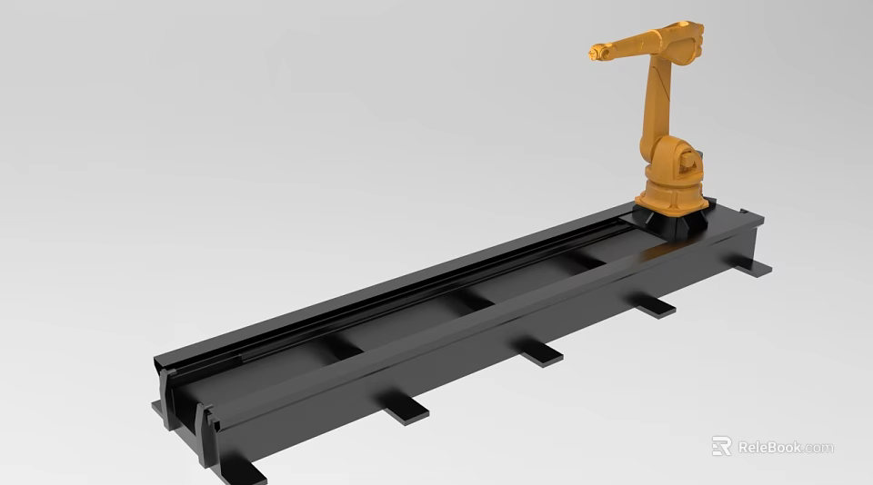 Industrial Robotic Arm System With Black Track Base For Automated Operations 3d model 