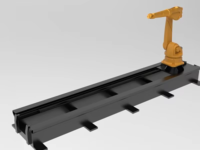 Industrial Robotic Arm System With Black Track Base For Automated Operations 3d model