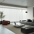 Modern Minimalist Living Room With Black Leather Sofa Marble Coffee Table And Large Floor Curtains