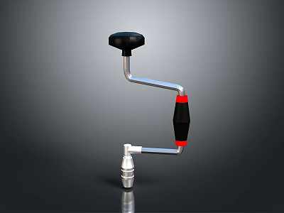 Durable Hardware Tool Metal Crank Handle With Black Top Red Grip And Silver Rod 3d model