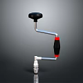 Durable Hardware Tool Metal Crank Handle With Black Top Red Grip And Silver Rod 3d model