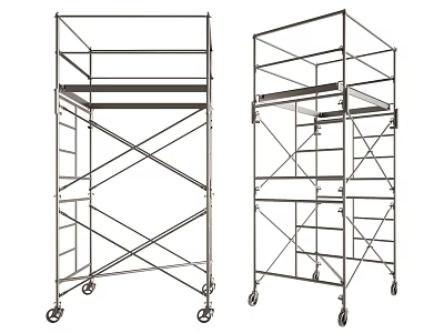 Mobile Metal Scaffolding Hardware Tools With Rolling Wheels And Adjustable Platforms 3d model