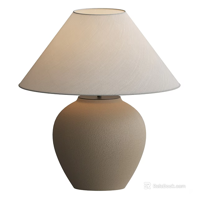 Elegant Modern Table Lamp Featuring Light Beige Fabric Lampshade And Smooth Ceramic Base Design 3d model 