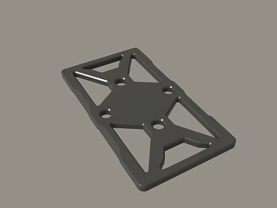 Gray Square Mounting Bracket With Geometric Cutout Design And Holes 3d model