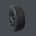 Stylish Modern Car Tire With Five Spoke Wheel Rim And Tread Pattern