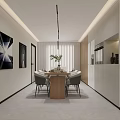 Modern Living and Dining Room Interior With Black Sofa White Walls And Abstract Painting