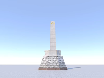 Memorial Monument Structure With Stone Base White Shaft And Golden Top 3d model