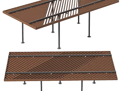 Outdoor Wooden Canopy With Modern Slatted Design And Metal Support Legs For Patio 3d model