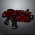 Futuristic Sci-Fi Weapon With Red And Black Metal Structure And Mechanical Details