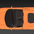 Orange Convertible Sports Car With Open Top Black Seats And White Wheels
