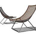 Modern Orange Woven Lounge Chairs with Metal Frame and Stylish Outdoor Design