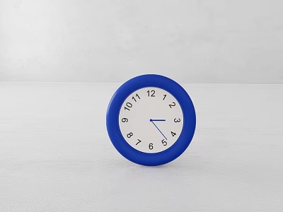 Minimalist Round Blue Frame Table Clock With White Dial And Black Numbers 3d model