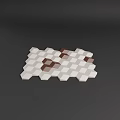 Stylish Hexagonal Wall Decor 3D White And Brown Modules Patterned Arrangement On Dark Wall Background