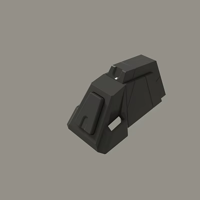 Modern Black Geometric 3D Model of Mechanical Component With Angular Design 3d model