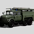 Green Military 6x6 Truck With Roof Mounted Equipment And Blue Warning Lights