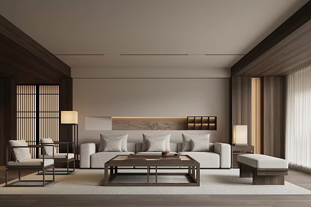 New Chinese Style Song Style Living Room 3d model