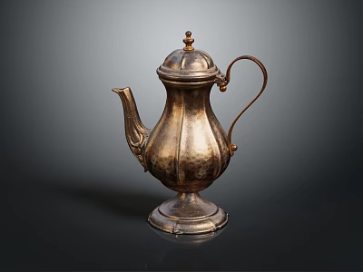 Vintage Metal Teapot With Classic Design Ornate Handle And Sturdy Base 3d model