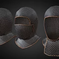 Medieval Chainmail Helmets With Leather Trim For Historical Protection Gear
