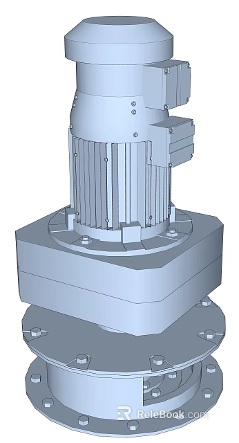High Performance Industrial Electric Motor Equipment With Sturdy Base And Heat Dissipation Fins 3d model 