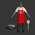 Modern Red Kitchen Apron With White Logo For Cooking And Daily Use