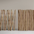 Natural Bamboo Room Divider With Vertical Slats And Cross Arrangement For Modern Interior Design