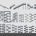 Various Staircase Designs Featuring Different Architectural And Structural Elements 3d model