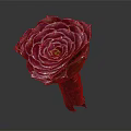 Beautiful Pink Rose Flower With Layered Petals And Brown Stem On Gray Background