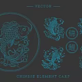 Chinese Element Carp Vector Illustrations With Traditional Art Design 3d model