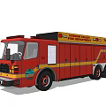 Red Houston Valley Fire Rescue Truck With Yellow Stripes And Emergency Equipment