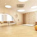 Kindergarten Interior Design With Wooden Walls Climbing Wall Round Balls And Arched Windows