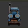 Steampunk Style Blue And Copper Vintage Car Model With Steam Pipes And Retro Design