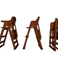 Two Wooden Children's High Chairs With Backrest And Small Table Design