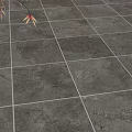Gray Square Floor Tiles In Modern Interior With Decorative Vase And Brown Leaves