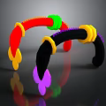 Colorful Curved Decorative Scene Components with Red Green Black Yellow Purple Accents