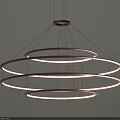 Modern Illuminated Chandelier Featuring Multiple Circular Rings And Warm Glow 3d model