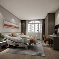 Modern Hospital Room Interior With Adjustable Bed TV Nightstand Curtains And Wooden Floor