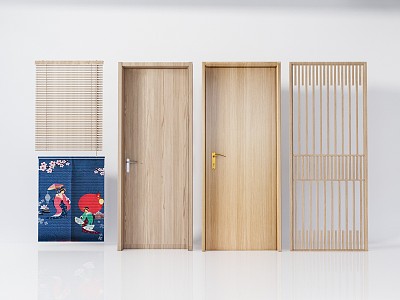 Japanese-style wooden door 3d model