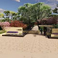 Elegant Detached Villa With Lush Garden Flowering Trees And Water Pool Reflection