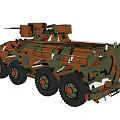 Military Armored Vehicle With Camouflage Paint Wheeled Structure And Weapon System