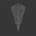 Gray Triangular Spacecraft With Multi Layered Structure And Detailed Surface Texture For Cosmic Exploration