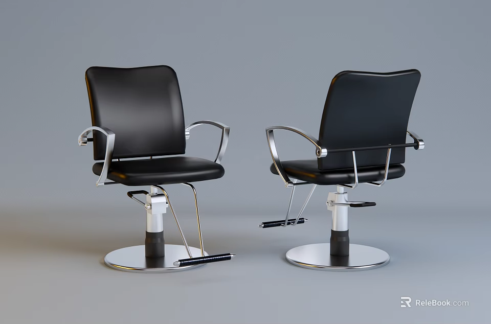 Black Leather Massage Chair With Metal Frame And Swivel Base Design 3d model 