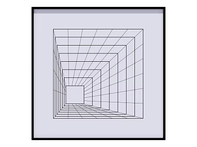 Geometric Perspective Tunnel Art With Black White Lines And Central Square 3d model