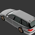 White Station Wagon Car With Sporty Red Black Rims And Front Headlights Design