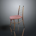 Modern Minimalist Single Chair with Wooden Seat and Metal Ladder Back Design