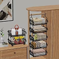 Closet Interior Organization With Multi Tiered Metal Racks Folded Clothes Handbag And Storage Jars