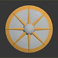 Golden Decorative Wheel With Silver Center And Radiating Spokes